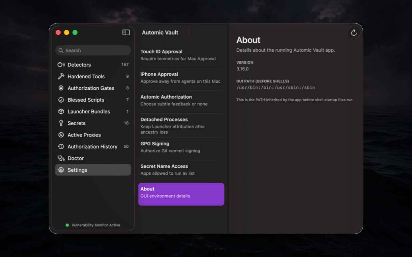 About showing Automic Vault 3.16.0 and the pre-shell GUI PATH