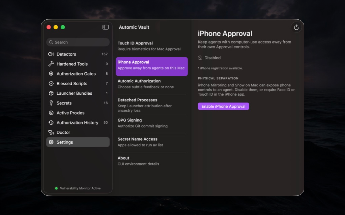 iPhone Approval disabled with physical-separation guidance